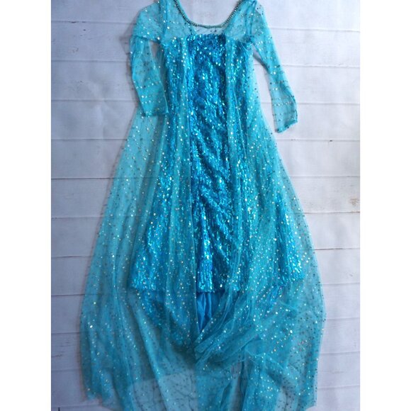 Jerris Frozen Elsa Girls Blue Sequin Princess Dress – Size 150 (US Girls 10-12) - Picture 3 of 7